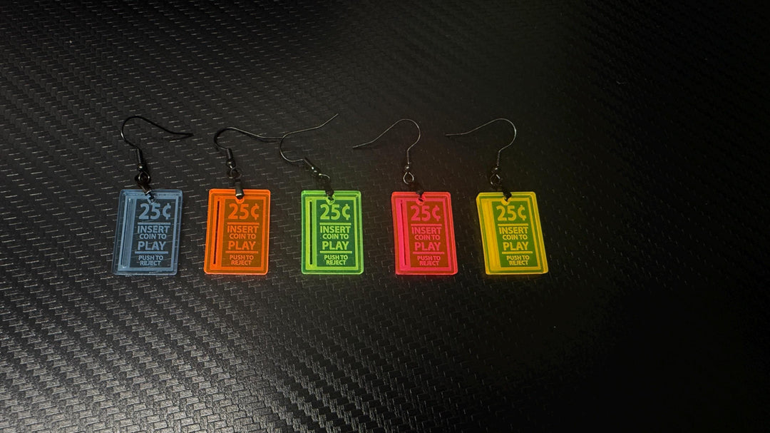Arcade Earrings - Retro 80s/90s Video Game Jewelry | UV Reactive Black Light