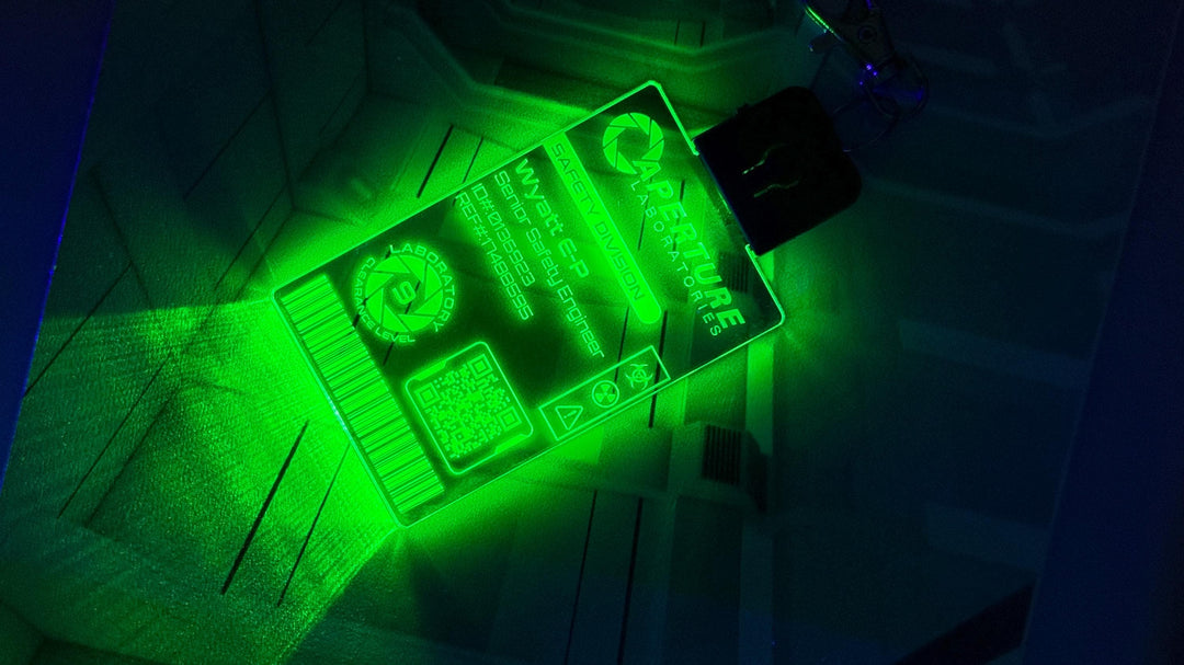 Aperture Laboratories LED Illuminated Badge - Personalized Color Changing Pendant for Portal Fans