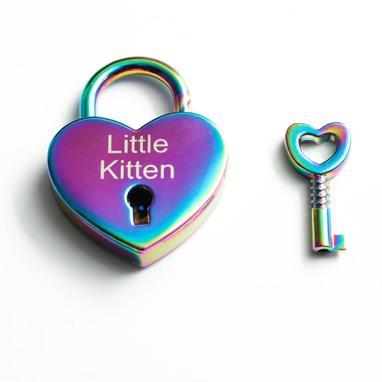 Puppy Play Collar Locks - Heart Shaped Mini Padlock Accessory for D-Ring Collars