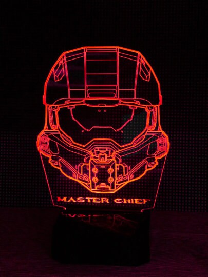 Master Chief Helmet LED Light Sign - Color Changing RGB Lamp with Wireless Remote