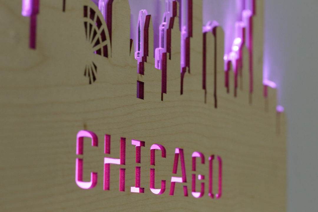 LED Illuminated Wall Art – Handmade City Skyline Decor with Wireless LED Controller