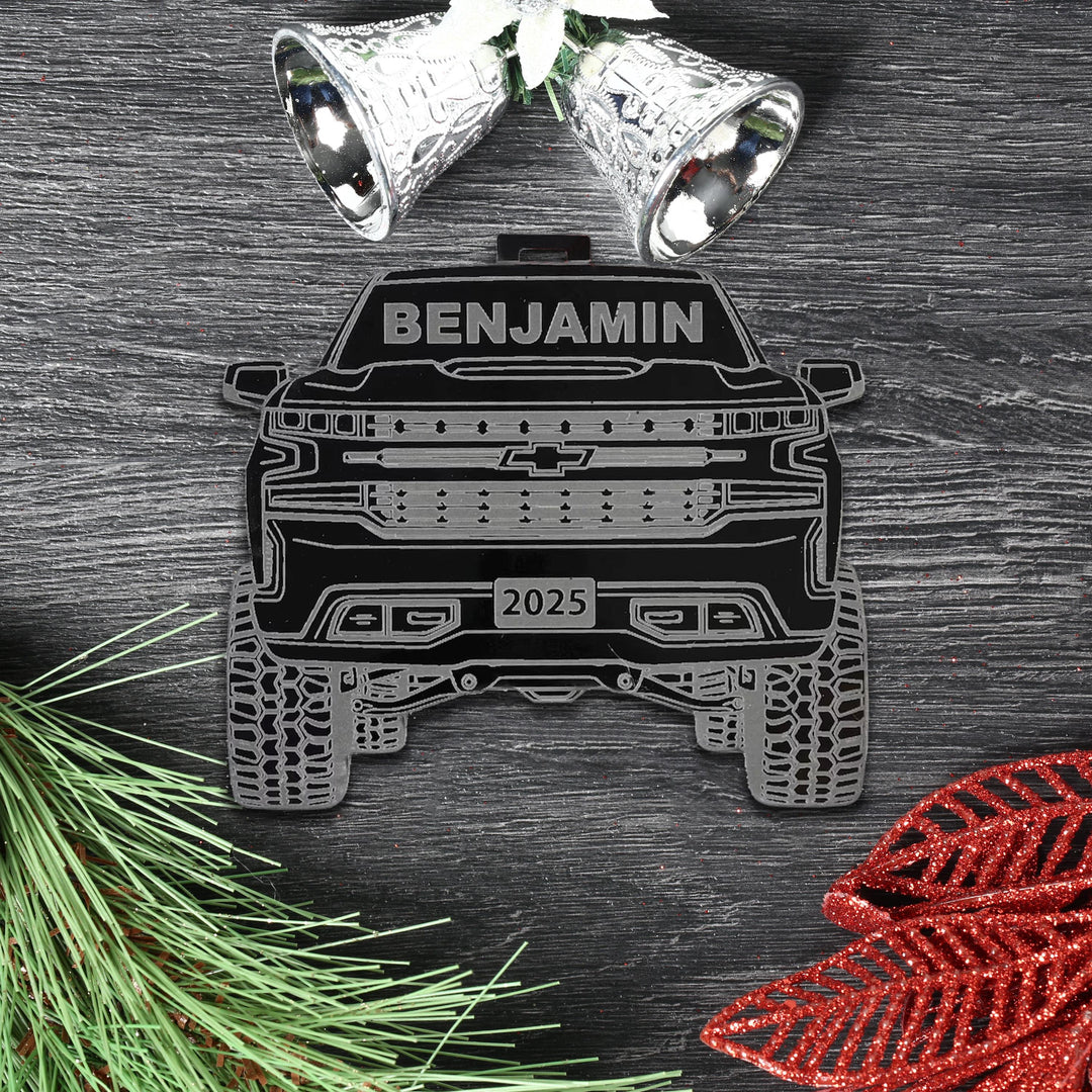 Pickup Truck Ornament - 4x4 Christmas Ornament With Precision Cut Acrylic Gift Box Option