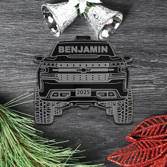 Pickup Truck Ornament - 4x4 Christmas Ornament With Precision Cut Acrylic Gift Box Option