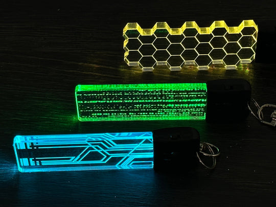 Cyberpunk Keychain - Color Changing LED Light Up Keychain with USB Charging Cord