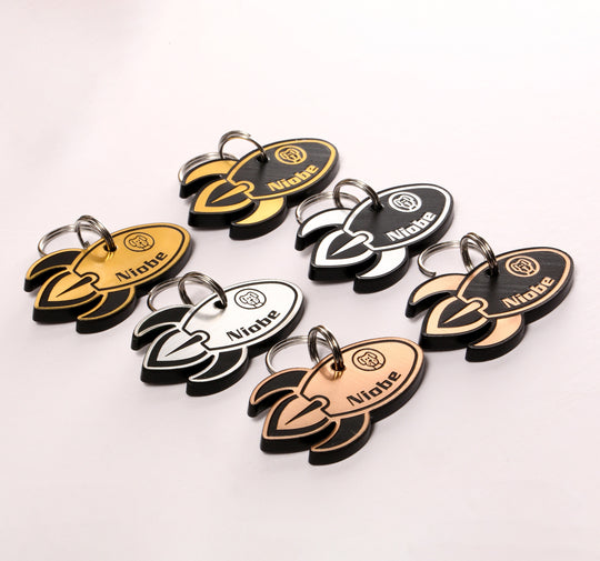 Rocket Dog Tag - Custom Two Sided Acrylic Pet ID Tag | Weatherproof Space Collar