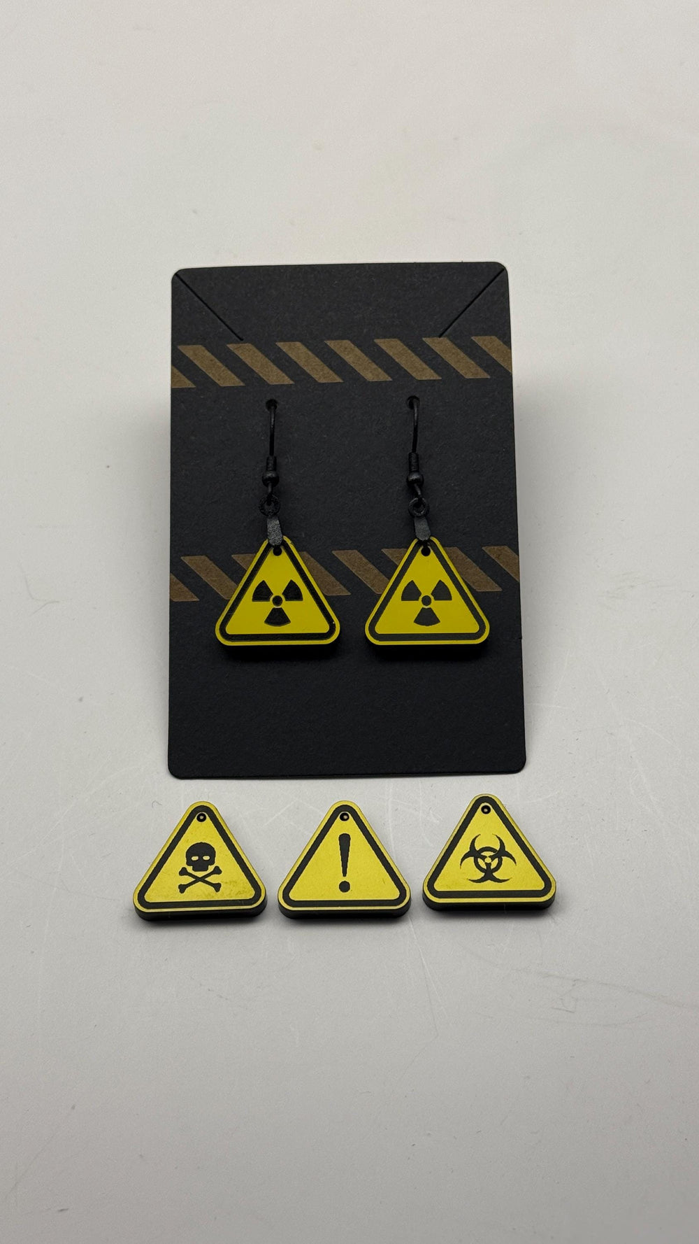 Cyberpunk Earrings – Laser Cut Futuristic Acrylic Danger Symbol Jewelry