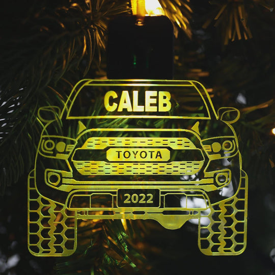 Personalized Truck Ornament - Custom Engraved LED Light-Up Acrylic Decoration