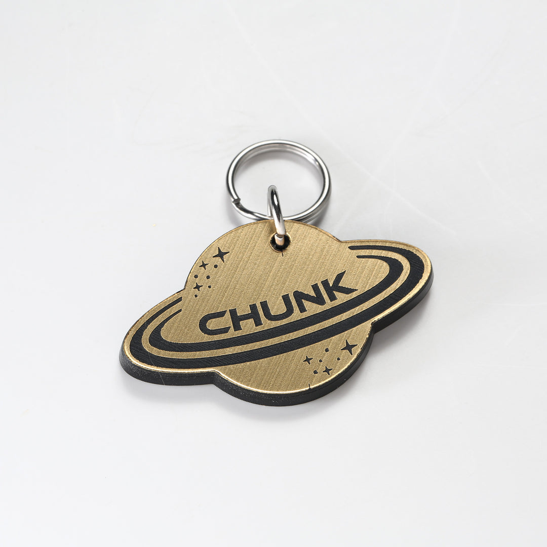 Personalized Pet Tag – Planet Saturn Space Dog Tag with Laser Engraved Acrylic