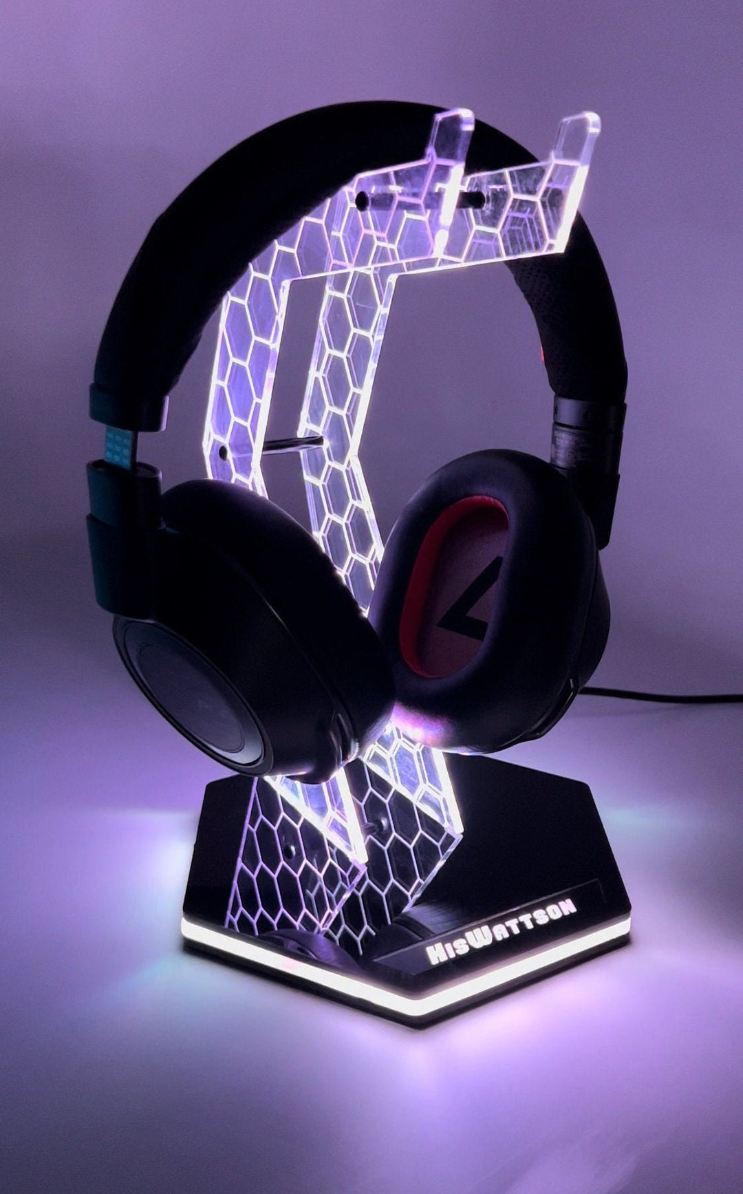 Personalized Headphone Stand | Custom Gamer Gift | RGB LED Universal Headset Organizer