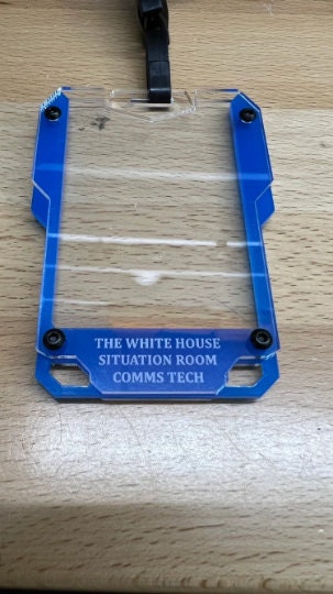 Cyberpunk ID Card Holder – Stylish Engraved Acrylic Badge Protector for Work or Events