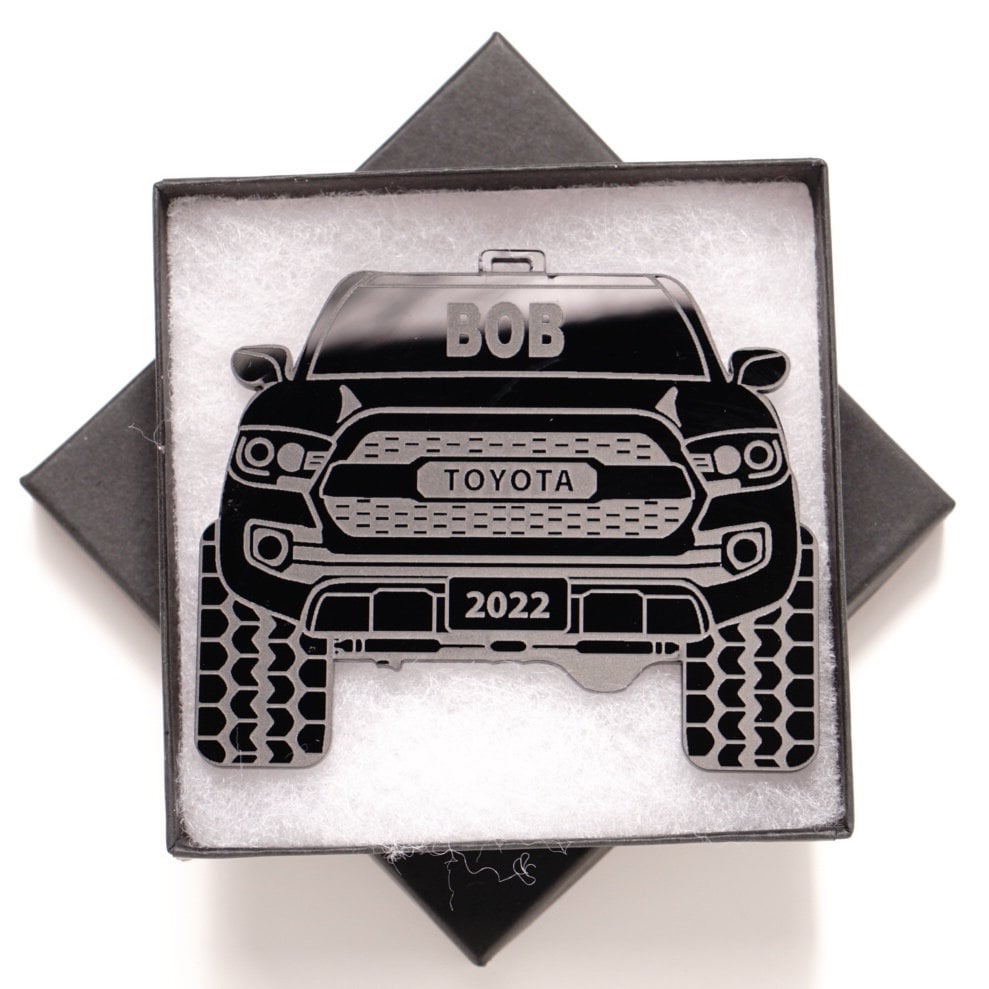 4x4 Christmas Ornament - Laser Engraved Pickup Truck Gift with Ribbon