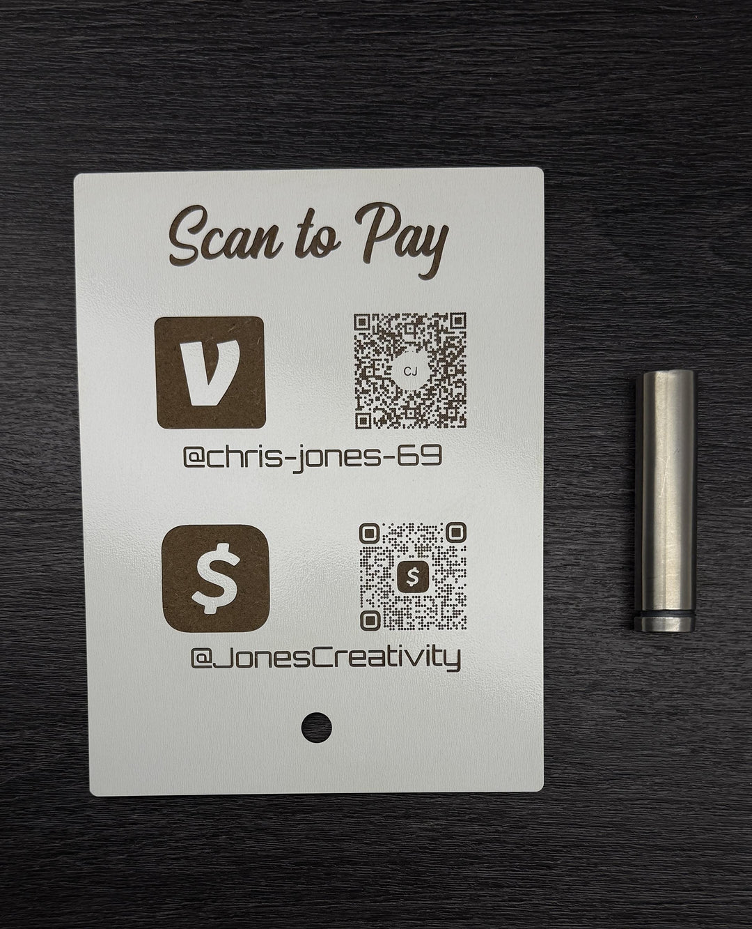 Wooden QR Code Sign – Custom Business QR Signage | Engraved Logo Tabletop Display