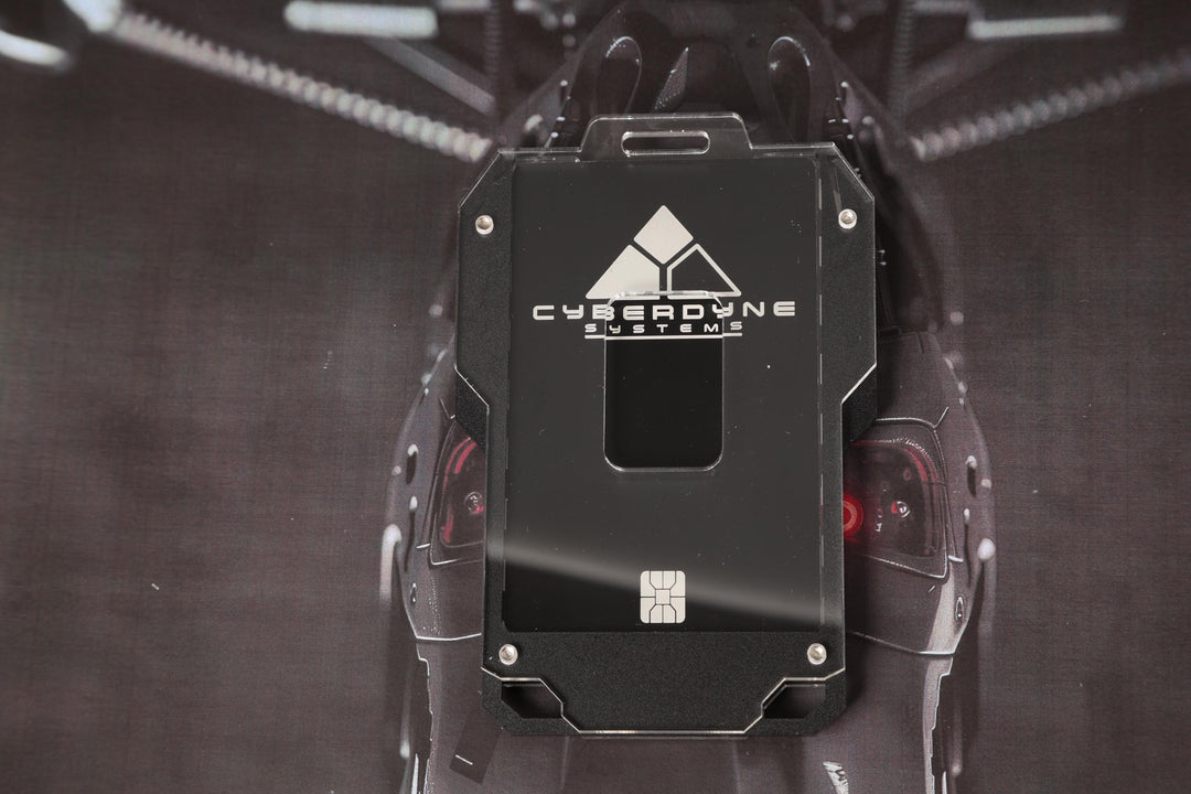 Cyberpunk Badge Holder - Transparent Keycard ID Holder with Engraved Acrylic Design