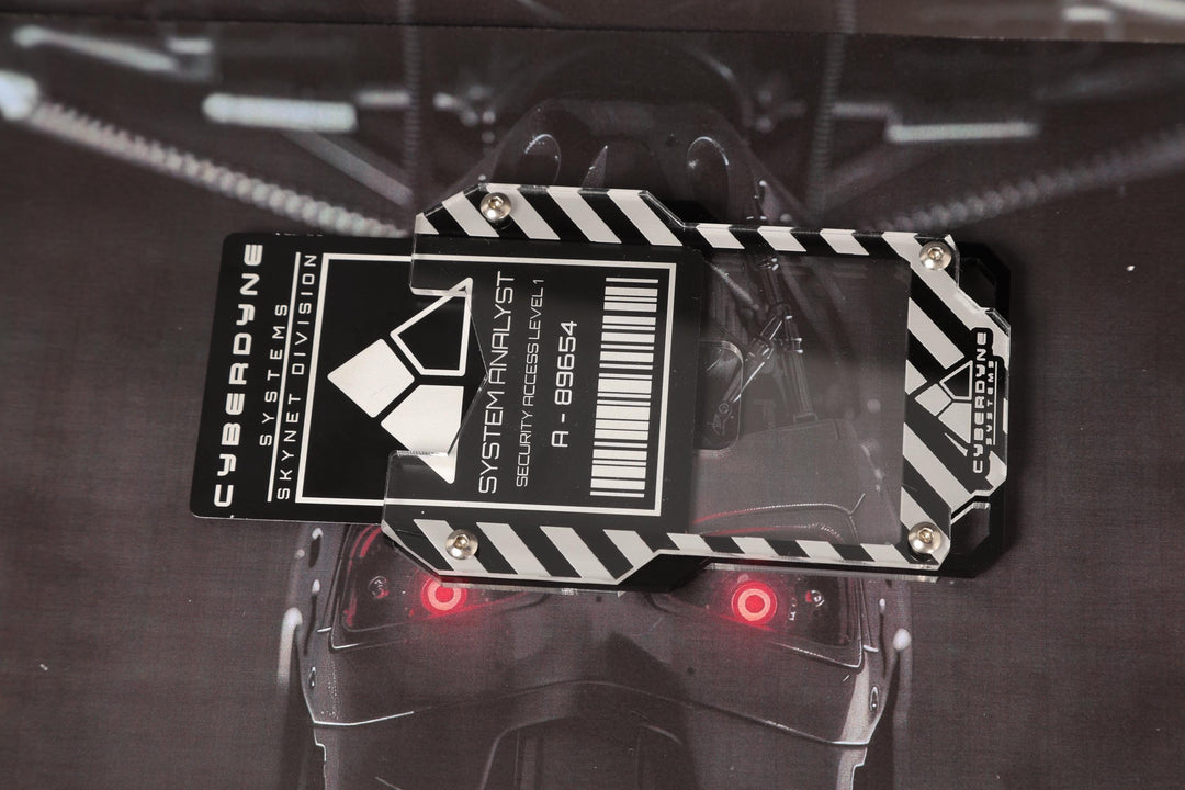 Cyberpunk Badge Holder - Transparent Keycard ID Holder with Engraved Acrylic Design