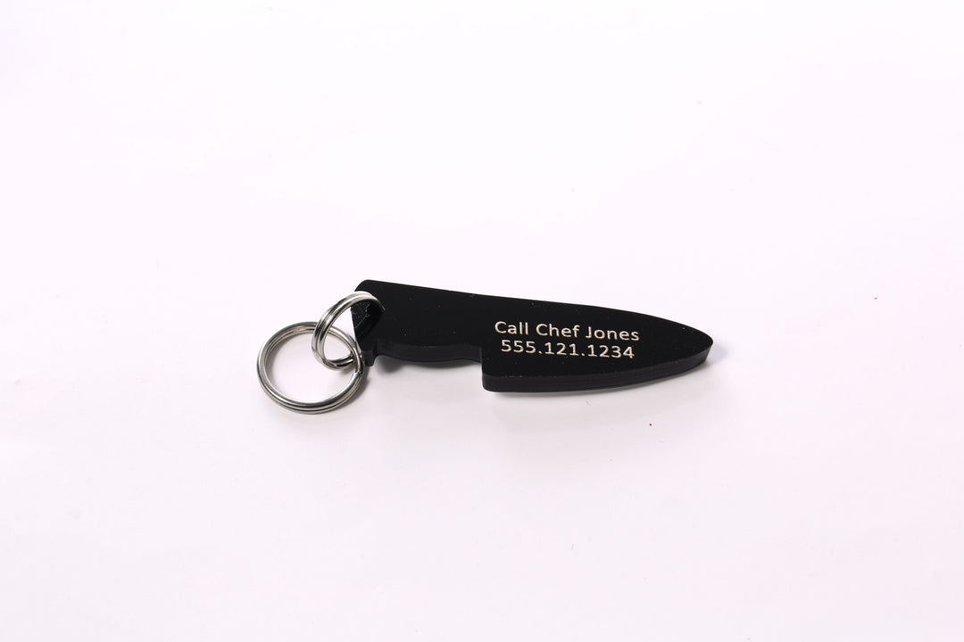Personalized Pet Tag | Chef Knife Design, Laser Cut Acrylic Custom Pet ID Tag, Quiet