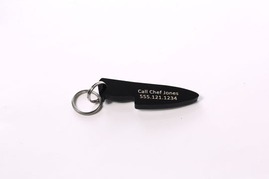 Personalized Pet Tag | Chef Knife Design, Laser Cut Acrylic Custom Pet ID Tag, Quiet