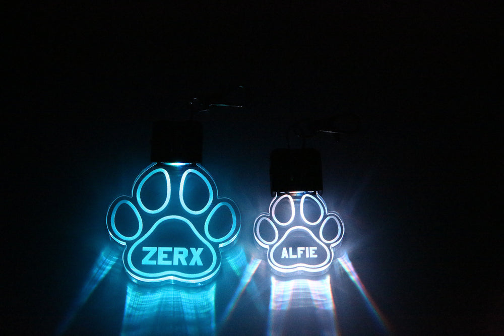 Human Pup Necklace - LED Dog Tag Color Changing Bone & Paw Shaped Bling