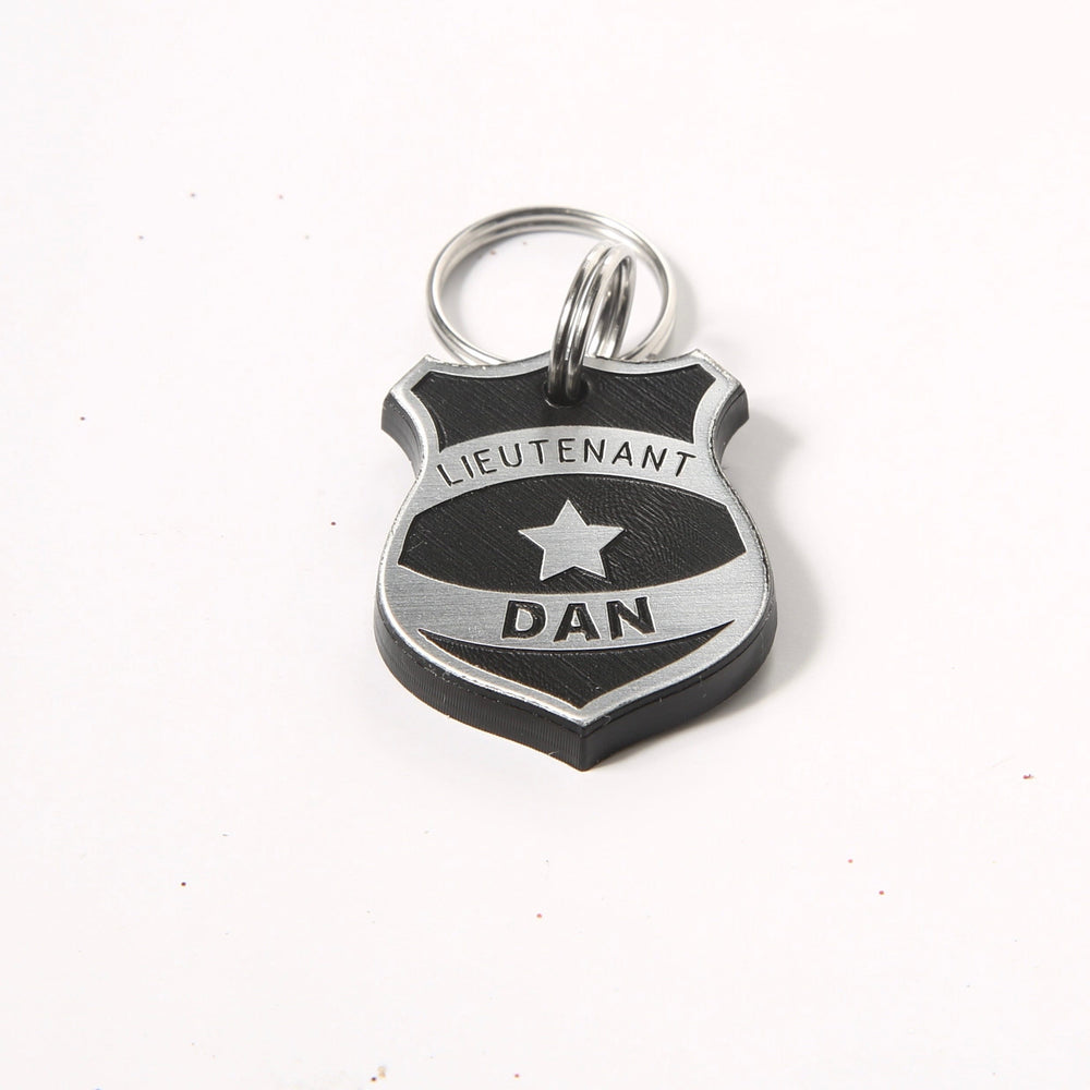 Police Badge Dog Tag - Personalized K9 Pet Tag | Silent, Weatherproof Collar Accessory