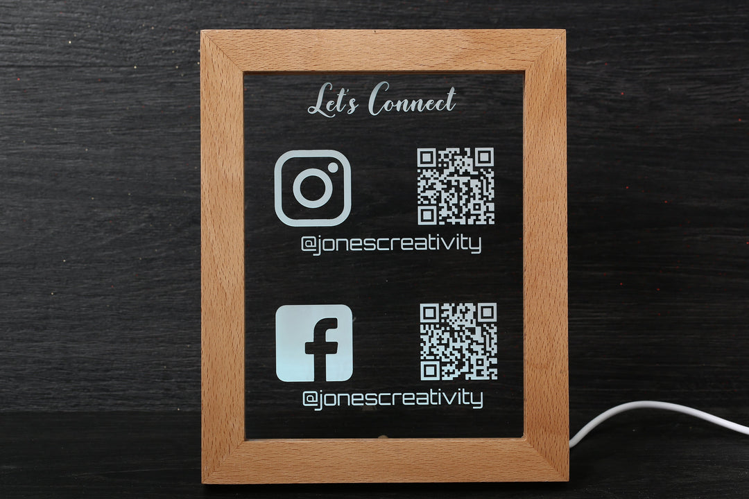 LED QR Code Sign - Scan to Pay & Connect With Us | USB Powered Acrylic Panel
