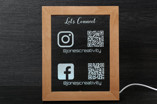 LED QR Code Sign - Scan to Pay & Connect With Us | USB Powered Acrylic Panel