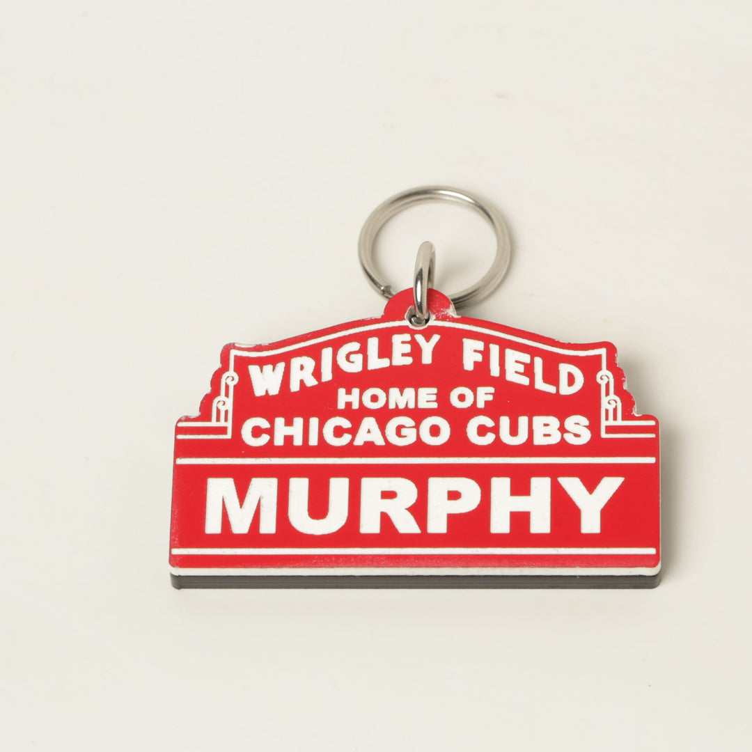 Personalized Wrigley Field Pet Tag - Custom Acrylic Dog Collar Tag With Stainless Steel Ring