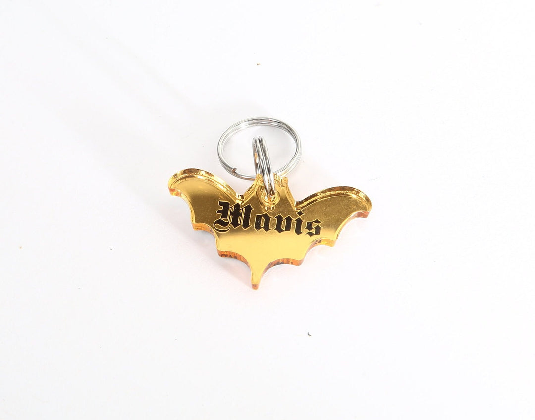 Personalized Bat Pet Tag - Gothic Spooky Cat Tags with Laser Engraved Acrylic