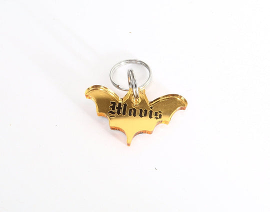 Personalized Bat Pet Tag - Gothic Spooky Cat Tags with Laser Engraved Acrylic