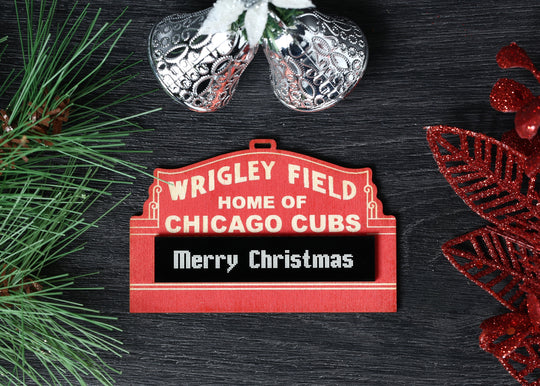 Wrigley Field Ornament - Personalized Wooden Keepsake | Cubs Fan Gift