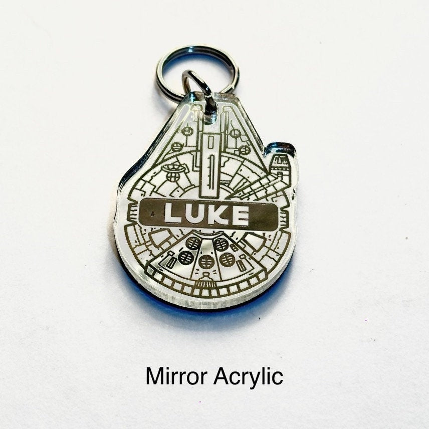 Millennium Falcon Dog Tag - Personalized Silent Acrylic Pet Collar Tag