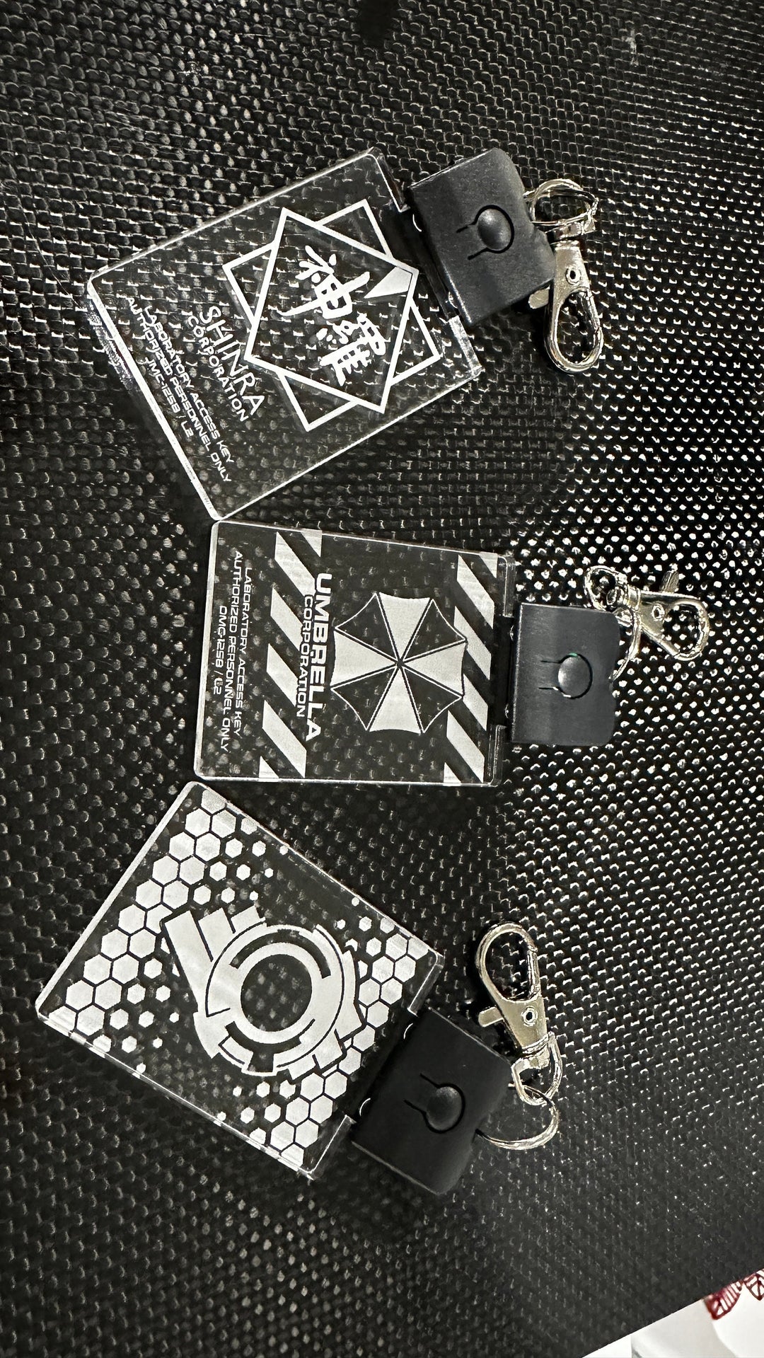 Cyberpunk Keychain - Color Changing LED Light Up - Umbrella Corp Acrylic Zipper Pull