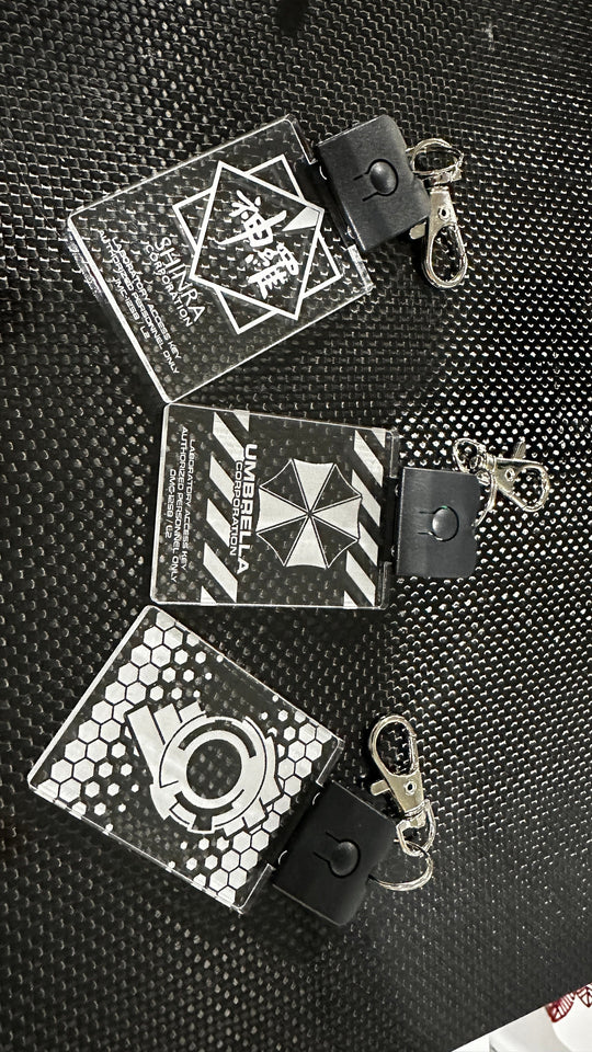 Cyberpunk Keychain - Color Changing LED Light Up - Umbrella Corp Acrylic Zipper Pull