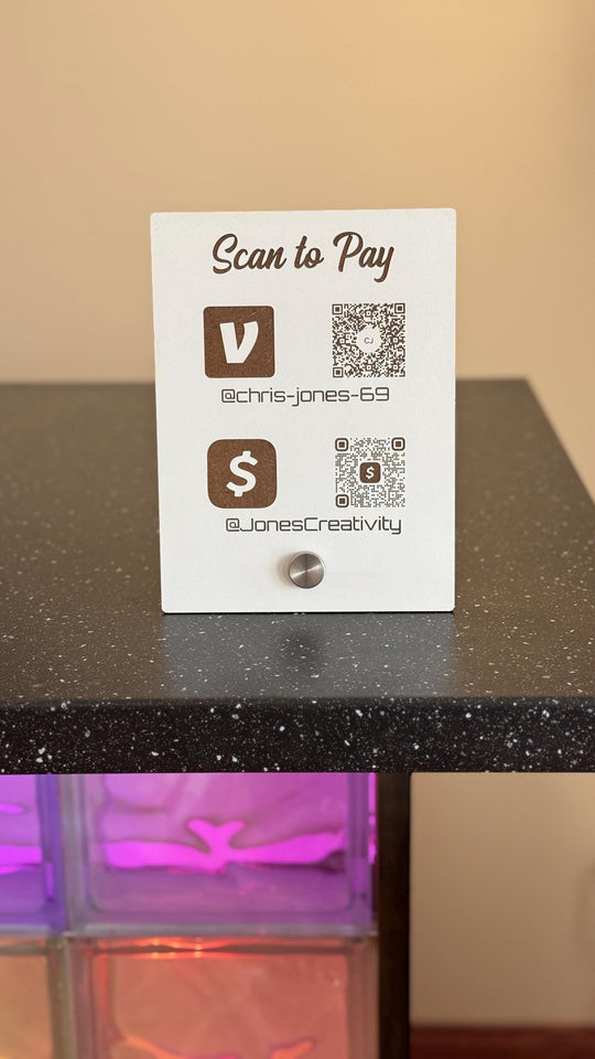 Wooden QR Code Sign – Custom Business QR Signage | Engraved Logo Tabletop Display