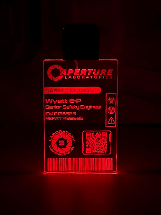 Aperture Laboratories LED Illuminated Badge - Personalized Color Changing Pendant for Portal Fans