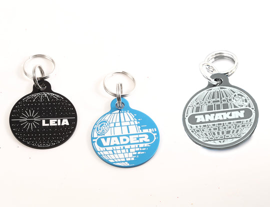 Death Star Dog Tag – Personalized Custom Pet ID, Weatherproof Aluminum Tag