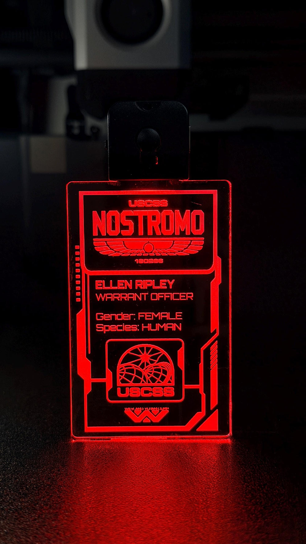 LED Illuminated Badge – Personalized USCSS Nostromo Pendant with Rechargeable USB Light