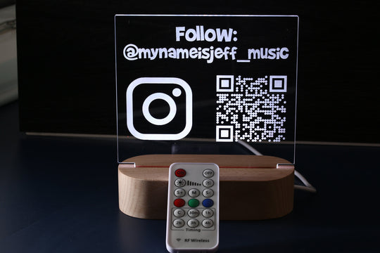 LED QR Code Sign - Scan to Pay Sign With RGB Light Modes & Wood Base