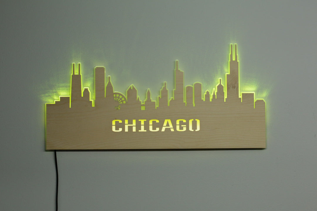 LED Illuminated Wall Art – Handmade City Skyline Decor with Wireless LED Controller