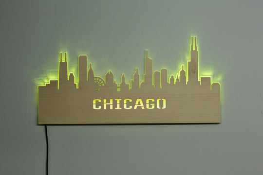 LED Illuminated Wall Art – Handmade City Skyline Decor with Wireless LED Controller