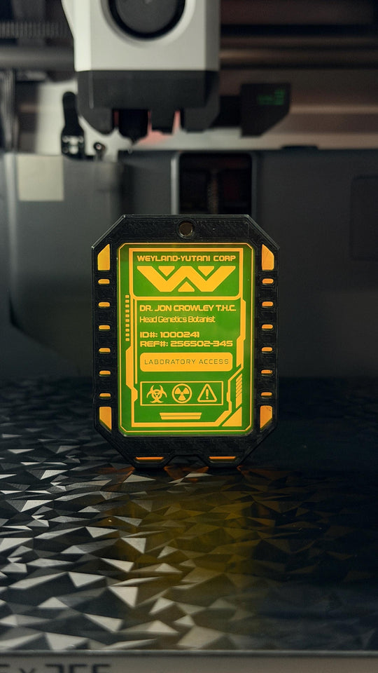 Neon Glow Access Badge – Personalized Weyland Yutani Sci Fi Cosplay Gear 2"x3"
