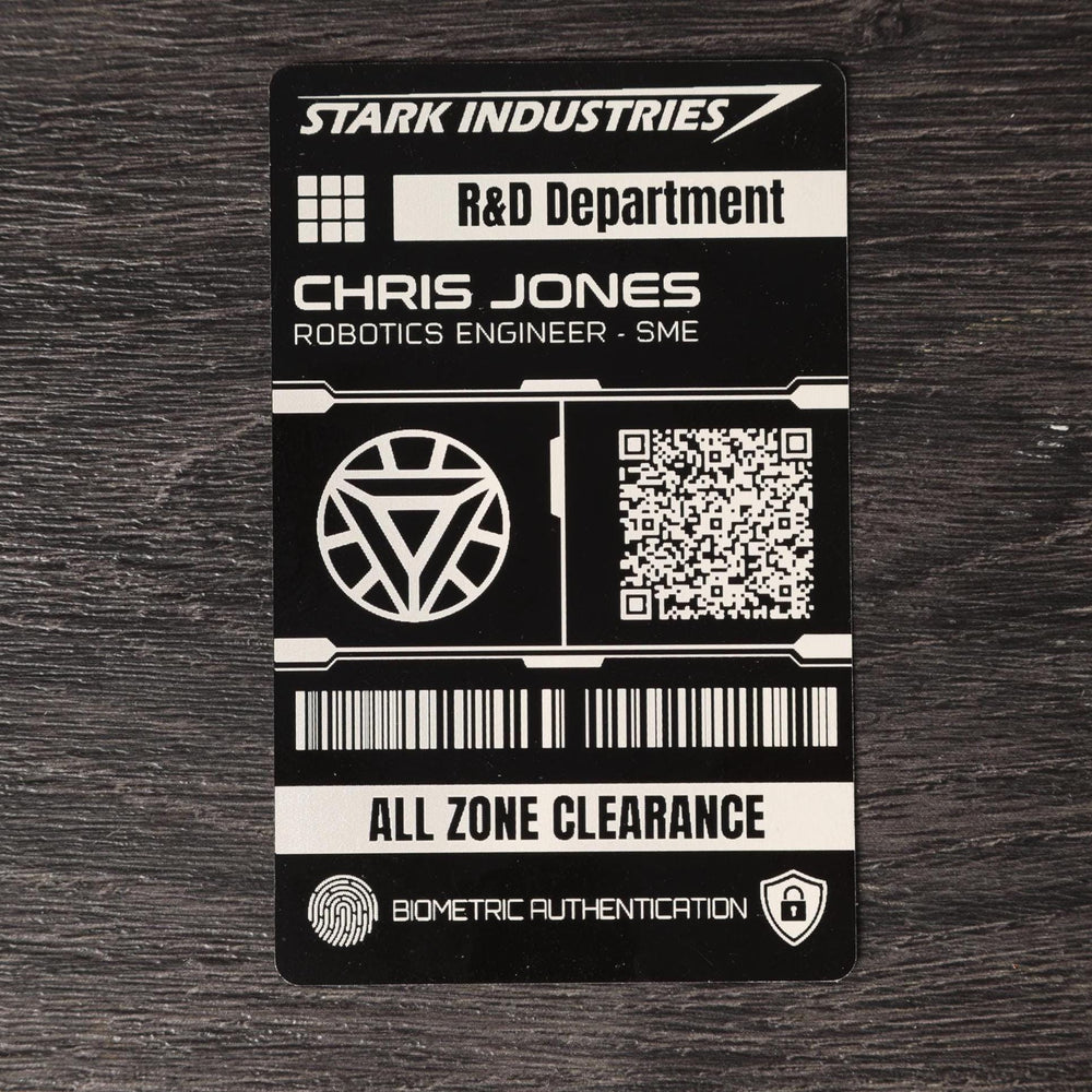 Stark Industries ID Badge – Custom Aluminum Badge Laser Engraved Card For Iron Man Fans | Metal ID Card