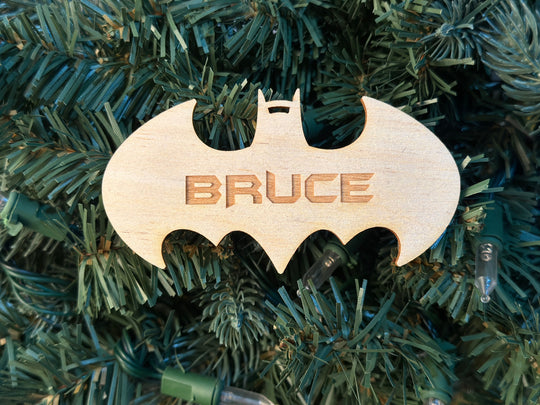 Personalized Bat Ornament – Custom Engraved Bat Tree Decoration With Ribbon