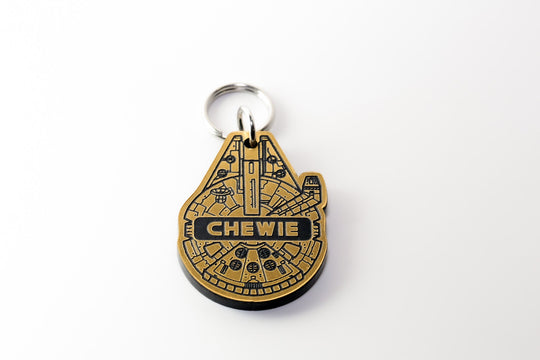 Millennium Falcon Dog Tag - Personalized Silent Acrylic Pet Collar Tag