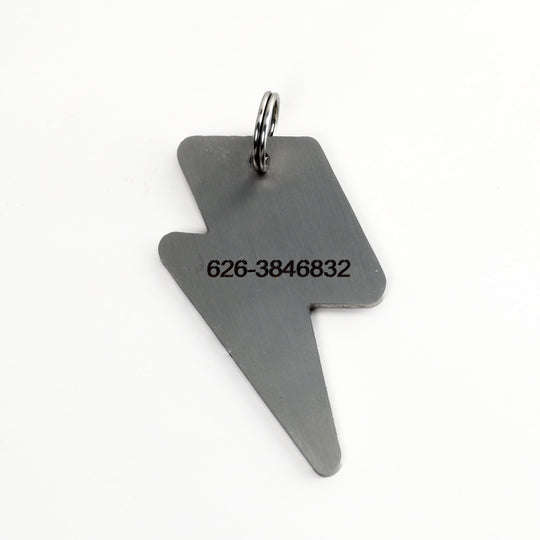 Personalized Pet Tag - Zeus Lightning Bolt Stainless Steel Dog ID Tag With Collar Ring