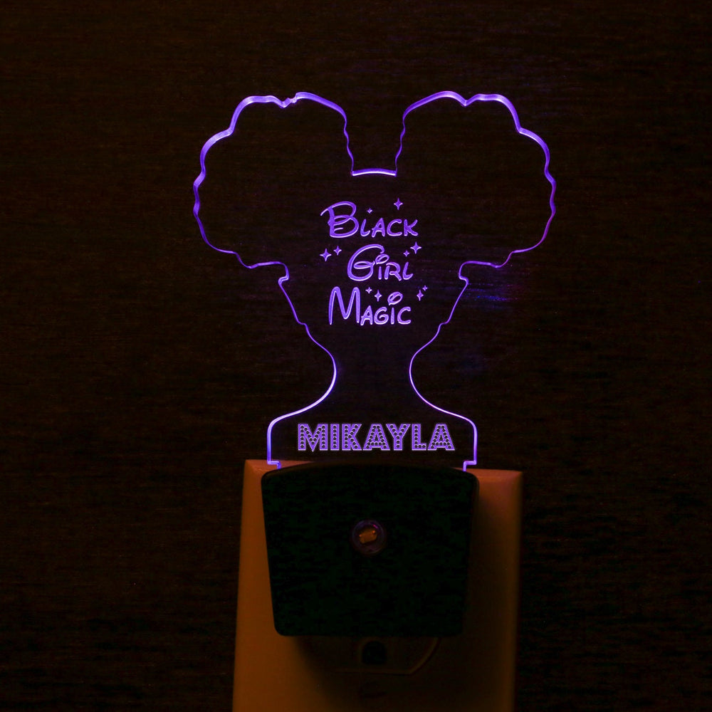 Black Girl Magic Sign - Personalized LED Night Light for Girls Room Decor