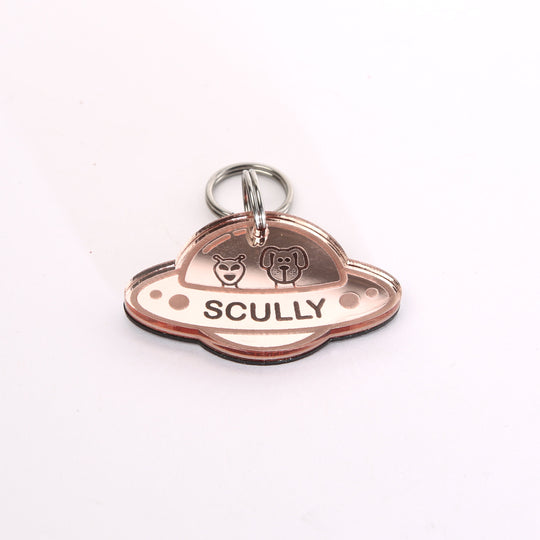 UFO Pet Tag Custom Laser Engraved | Unique Alien Dog & Cat ID Tag