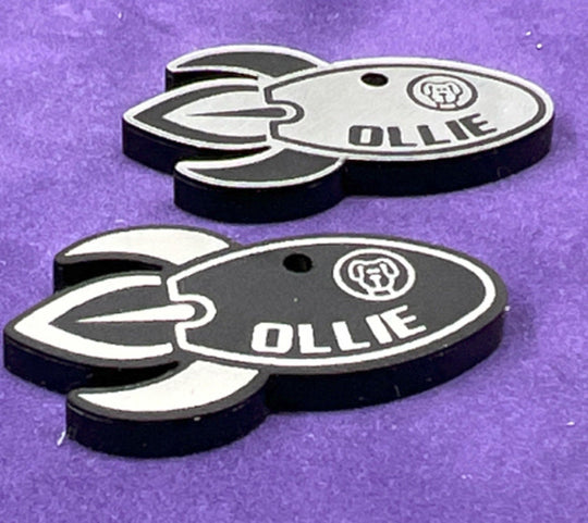 Rocket Dog Tag - Custom Two Sided Acrylic Pet ID Tag | Weatherproof Space Collar