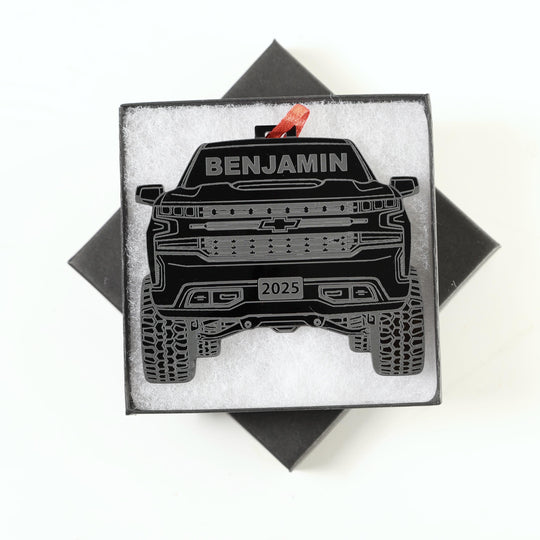 Pickup Truck Ornament - Personalized 4x4 Christmas Tree Decoration with Gift Box