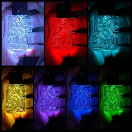 Cyberpunk Keychain - Color Changing Pendant | USB Rechargeable LED Circuit Charm
