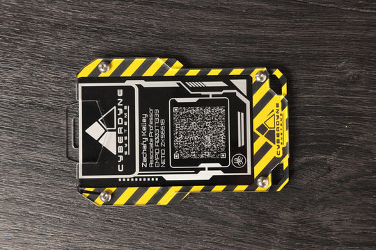 Cyberpunk Badge Holder - Transparent Keycard ID Holder with Engraved Acrylic Design