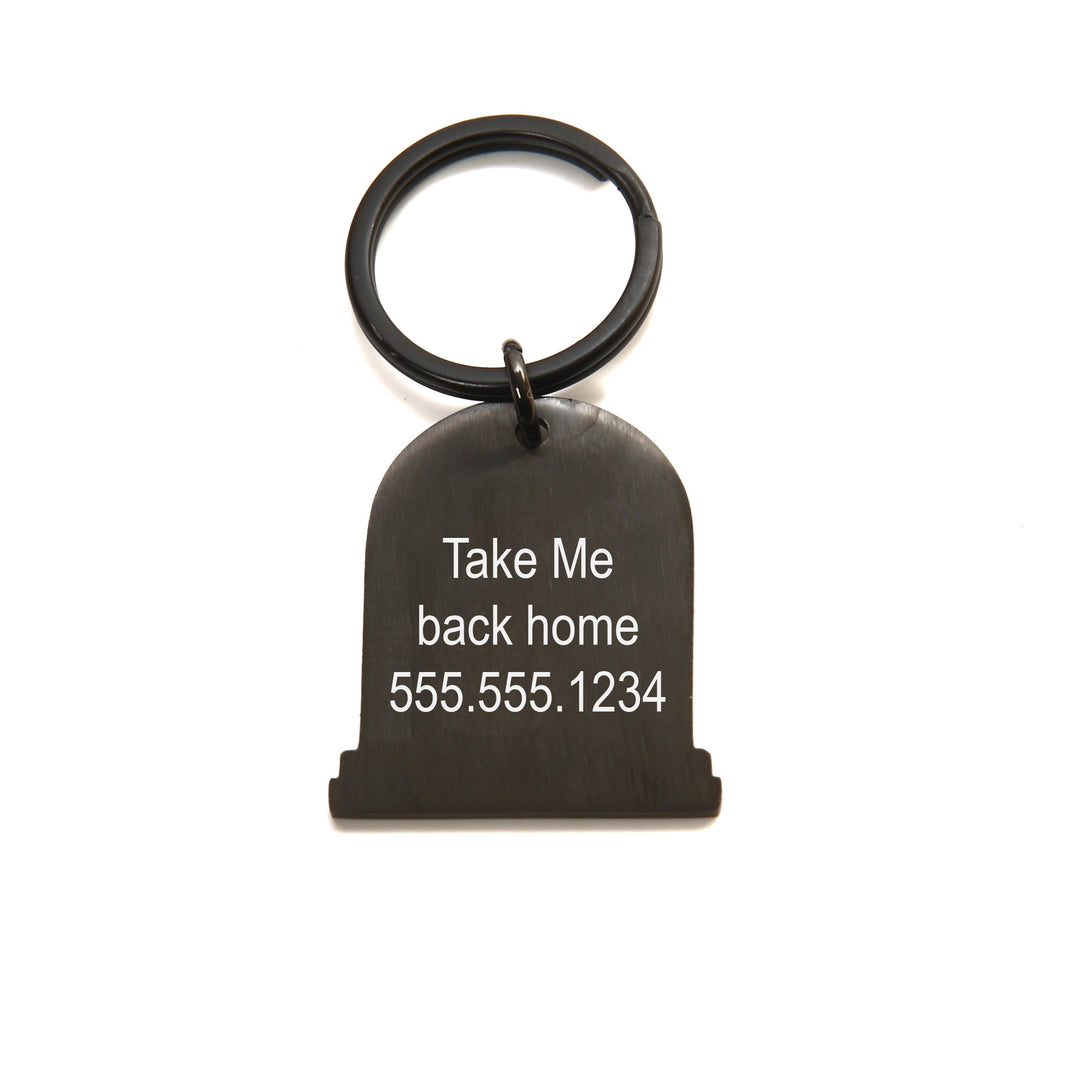 Personalized Pet Tag - Custom Engraved Tombstone Halloween Cat ID Tag - Stainless Steel